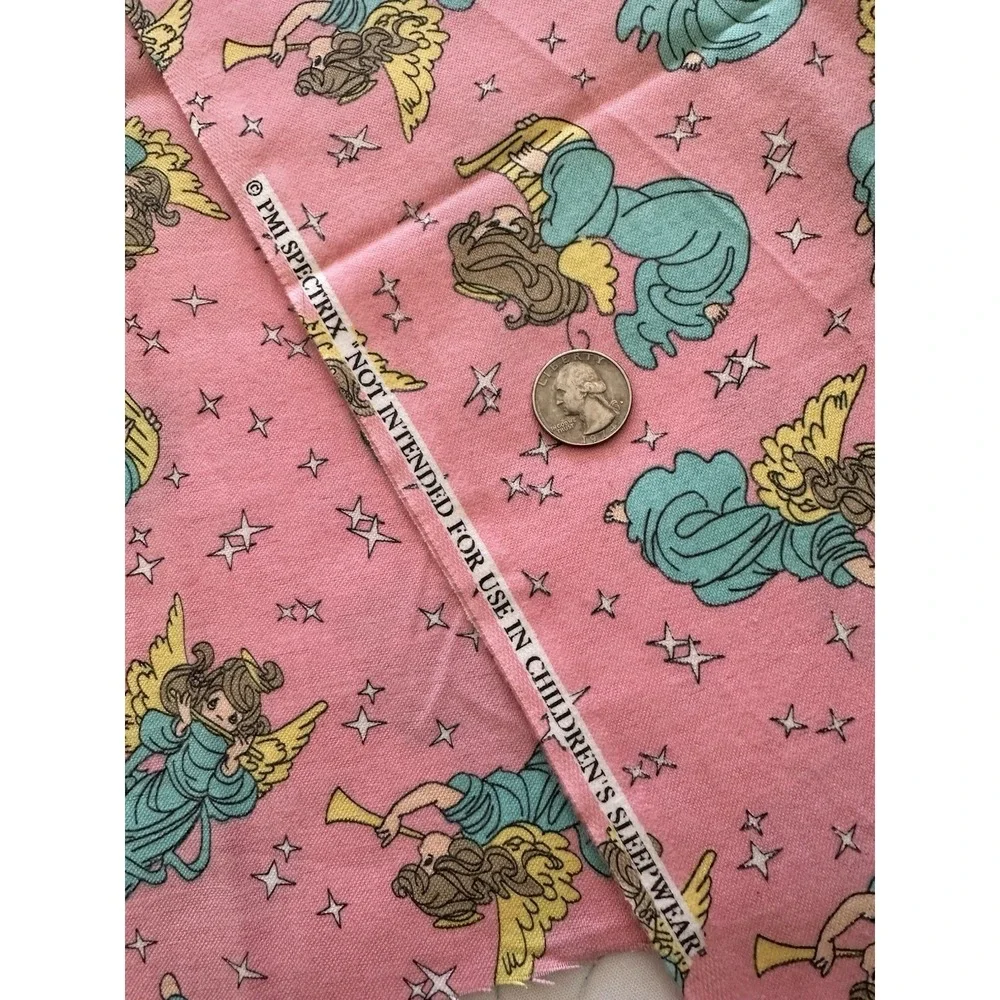 Precious Moments Fabric Pink Flannel Angel Spectrix Vtg 90s‎ 17.5